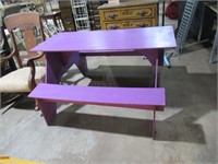 1 portable purple children's picnic table