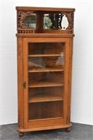 Ornate Antique Oak Corner Cabinet