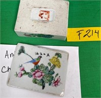 11 - ANTIQUE PORCELAIN CHINESE BOX 1.5 X 4 (F214)