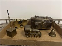 Brass Lot - Box, cheese, train, bell, pen holder