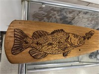 36” Wooden Paddle with Etched Fish