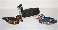 (3) Wooden Decoys - Some Painted
