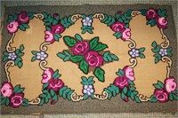 Floral Multi-Color Hooked Rug 39" x 24"