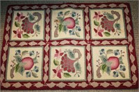 Floral Multi-Color Hooked Rug 35" x 24"