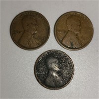 Set of 3 19teens wheat pennies