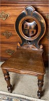 Antique William IV Oak Hall Chair w/ shield crest