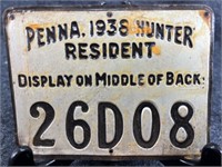 1938 Pennsylvania Tin Hunting Permit