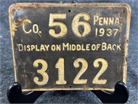 1937 Pennsylvania Tin Hunting Permit