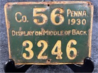 1930 Pennsylvania Tin Hunting Permit