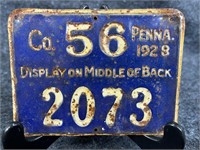 1928 Pennsylvania Tin Hunting Permit