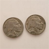 Set of 2 1937 Buffalo Nickels