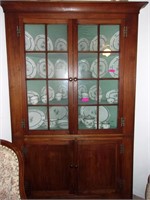 Oak China Corner Cabinet-2 Glass Doors-2 Wood Door