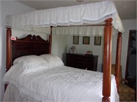 Four Poster Walnut Canopy Full Size Bed