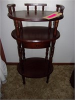 Walnut 3 Tier 1 Drawer Accent Table 31"