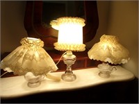 Three Glass Oil Electrifed Lamps