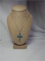 Navajo Sterling & Turquoise Cross & Italy Chain