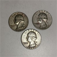 Set of 3 1957 Quarters