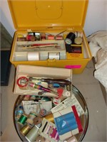Sewing Box & Metal Tin Full of Sewing Notions*