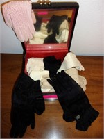 Mirrored Jewelry Box Full of Vintage Ladies Gloves