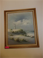 Framed Seaside Oil on Canvas & Seaside Printed