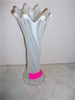 White Swirl Glass Vase 10.5"