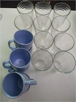 Set of 10 glasses and 6 coffee mugs