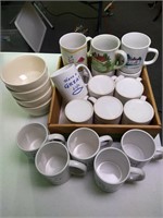 17 coffee cups and 4 bowls