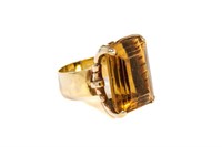 18K GOLD AND CITRINE COCKTAIL RING, 19.4g