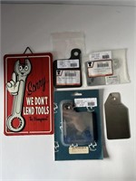(4) Inspection Tag Holders + Tin Sign