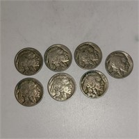Lot of 7 1936 Buffalo Nickels