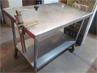 Rolling Metal Table with Can Opener