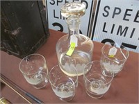 Tuscany Decanter with 4 Brandy Glasses