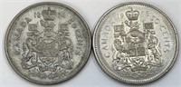 1974 and 1985 Canada 50Cent Coins