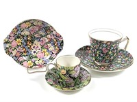5 Vtg Chintz Assorted Winton+ Cups Saucers Dish
