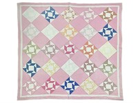 76" x 72" Hand Stitched Quilt Triangles Squares