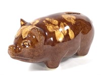 Vtg Glazed Ceramic Piggy Bank USA
