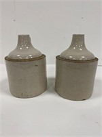 Pair of Antique Stoneware 1/2 gal Shoulder Jugs