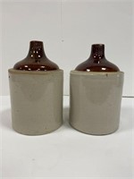 Pair of Antique 1 gal Stoneware Shoulder Jugs