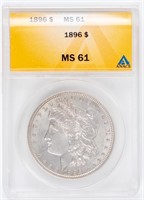 Coin 1896-P Morgan Silver Dollar, ANACS-MS61