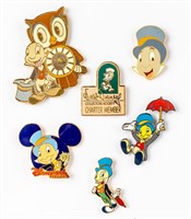 Lot of 6 Jiminy Cricket Disney Trading Pins