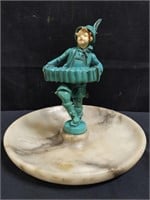 Vintage spelter & marble Art Deco candy dish