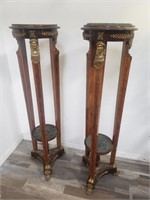Pair of French-style two-tier plant stands