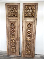 Pair of carved wood architectural elements