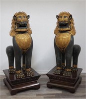 Pair of large bronze & gilt Khmer-style temple