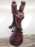 Life-size carved wood Buddha statue