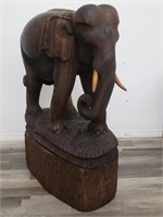 Large 2-piece carved wood elephant statue