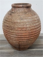 Large ribbed pottery olive oil jar