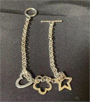 Sterling silver heart, star and flower charm