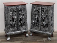 Pair of vintage carved cabinets