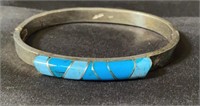 Sterling silver and turquoise clasp bracelet,
